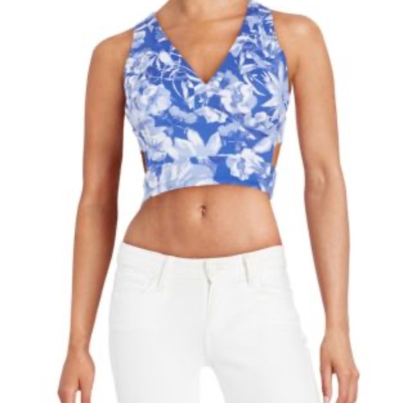 NEW GUESS JONI 2 Piece Set Halter Top and high Waist Floral Shorts Blue M / L - Picture 8 of 17